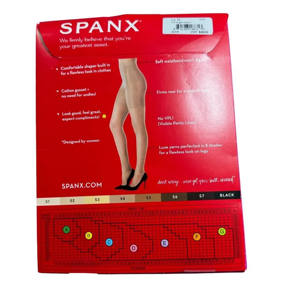 SPANX Sheers Pantyhose Women's D 20 Denier Black Firm Believer Full Length NWT